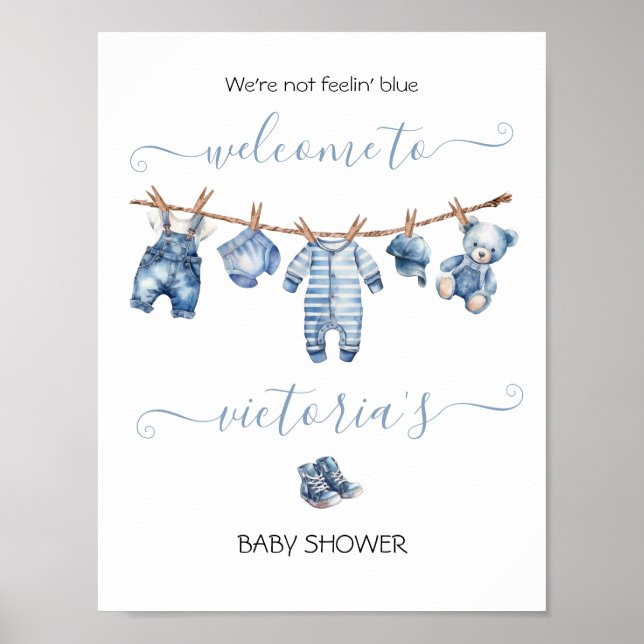Poster Chá de fraldas Jean Baby Denim Clothesline (Frente)