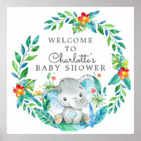 Chá de fraldas Jungle Elephant Bem-vindo