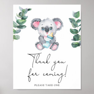Poster Chá de fraldas Koala - Obrigado por vir