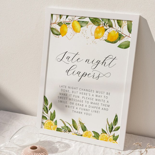 Poster Chá de fraldas Limão Brilhante Fraldas Noturnas Ta (Criador carregado)