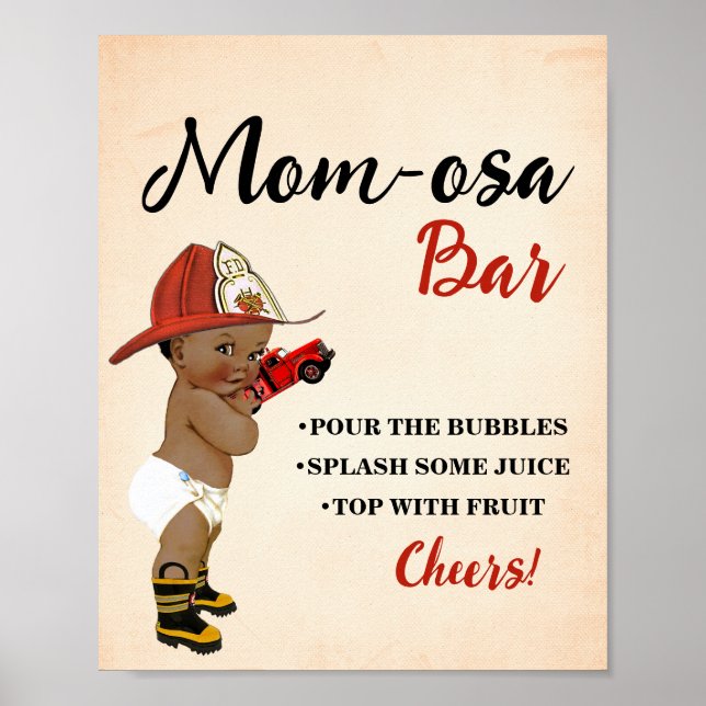 Poster Chá de fraldas Mimosa Bar Momosa Um Bar Bombeiro (Frente)