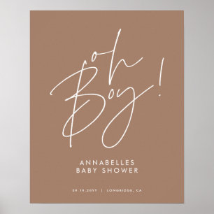 Poster chá de fraldas moderno, elegante castanho