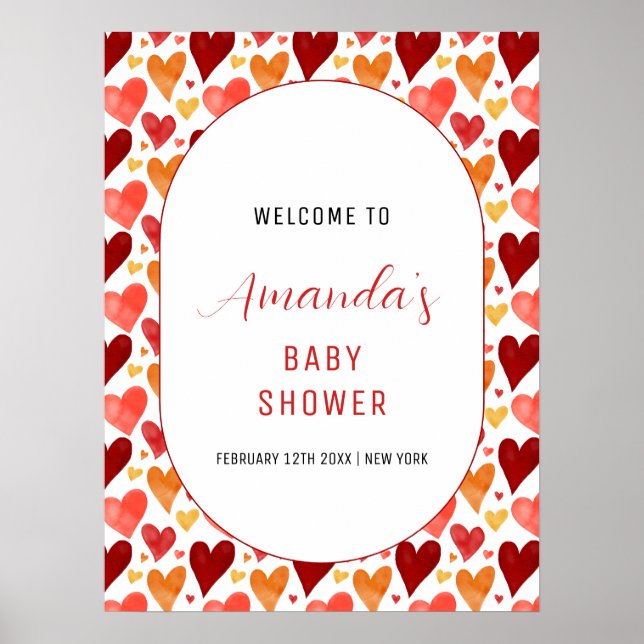 Poster Chá de fraldas Moderno Swetheart Bem-vindo (Frente)