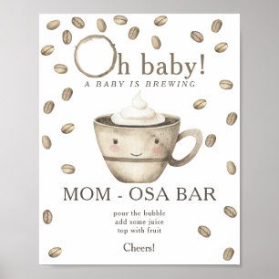 Poster Chá de fraldas Momosa bar para a criação de café