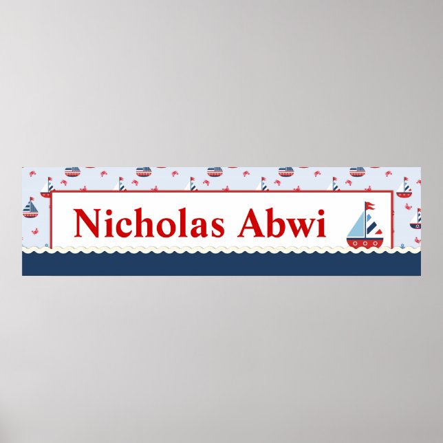 Poster Chá de fraldas náutico de embarcações de navegação (Frente)