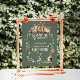 Poster Chá de fraldas Neutro de Aventura de Animais de Fl