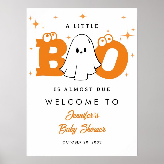Poster Chá de fraldas Neutro do Halloween Boo Bem-vindo (Frente)