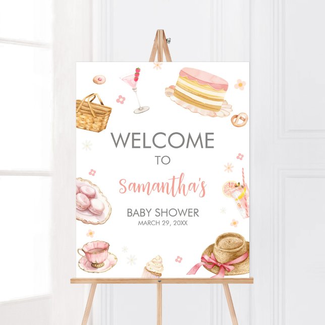 Poster Chá de fraldas Picnic Baby Brunch bem-vindo (Picnic Baby Brunch Baby Shower Welcome Sign)