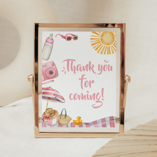 Poster Chá de fraldas Pink Beach Summer Obrigado por vir