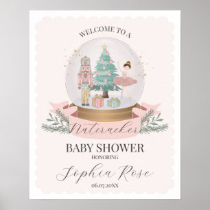Poster Chá de fraldas Pink Nutcracker Balé Winter Welcome