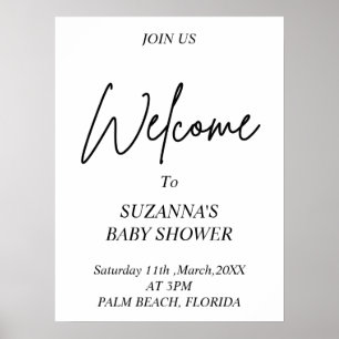 POSTER CHÁ DE FRALDAS PRETO E BRANCO DE BOAS-VINDAS