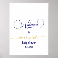 Chá de fraldas Príncipe Azul Real Dourado Bem-vind