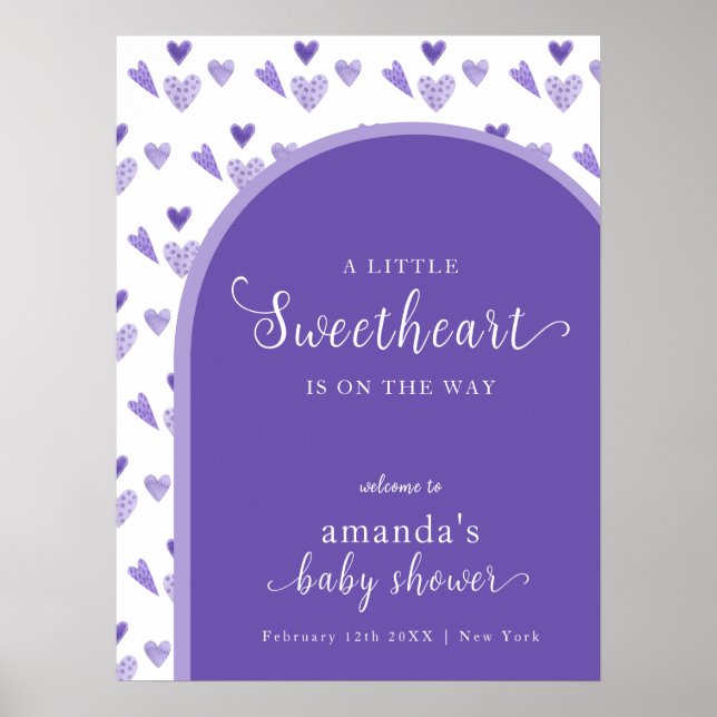 Poster Chá de fraldas Purple Boho Arch Sweethetheat (Frente)