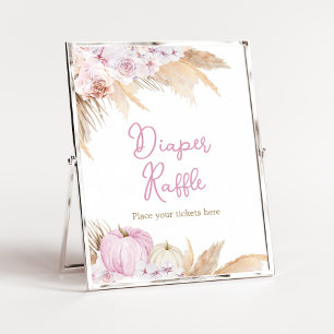 Poster Chá de fraldas Rosa Boho Pumpkin Raffle Fralda