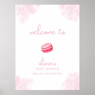 Poster Chá de fraldas Rosa Bonjour Bébé Macaron