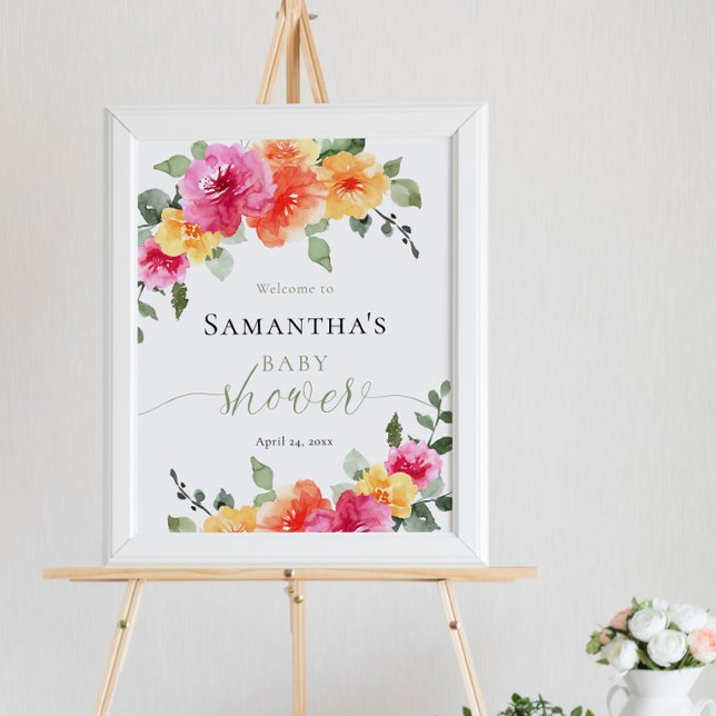 Poster Chá de fraldas rosa-claro, cor-de-laranja (Criador carregado)