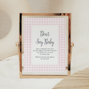 Poster Chá de fraldas Rosa Clássico Gingham Não Diga Bebê