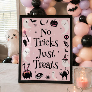 Poster Chá de fraldas Rosa De Halloween Sem Truques Apena