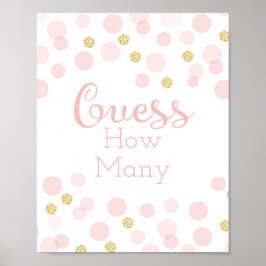 Poster Chá de fraldas Rosa Dourado Adivinha Quantos