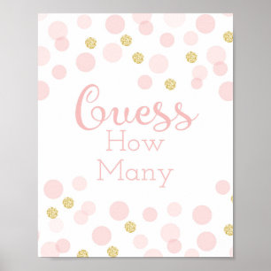 Poster Chá de fraldas Rosa Dourado Adivinha Quantos
