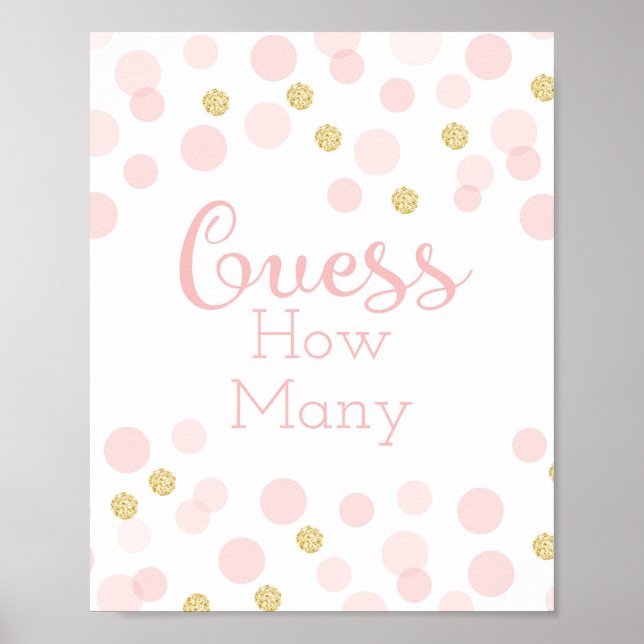 Poster Chá de fraldas Rosa Dourado Adivinha Quantos (Frente)
