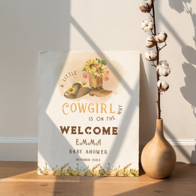 Poster Chá de fraldas Rustic Boho Wild West Girl bem-vind (Criador carregado)