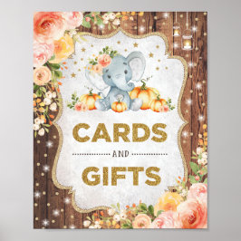 Poster Chá de fraldas Rustic Cards & Gifts Pumpkin Elepha