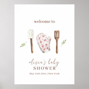 Poster Chá de fraldas Rustic Chef Kitchen Boas-vindas