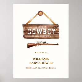 Poster Chá de fraldas Rustic Wooden Wild Cowboy Gun Bem-v
