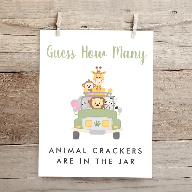 Poster Chá de fraldas Safari Adivinha Quantos Sinais De J (Criador carregado)