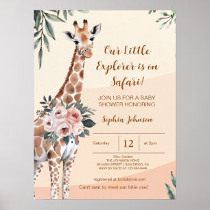 Poster Chá de fraldas Safari Giraffe de boas-vindas Sina