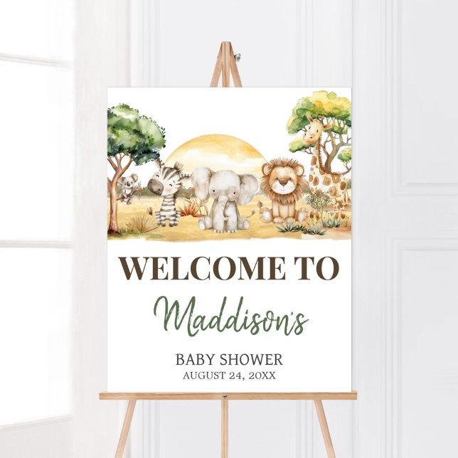 Poster Chá de fraldas Selgle Safari (Safari Baby Shower Welcome Sign)