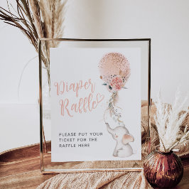 Poster Chá de fraldas Simples de Elefante e Rapariga de B