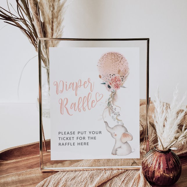 Poster Chá de fraldas Simples de Elefante e Rapariga de B (Criador carregado)