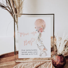 Poster Chá de fraldas Simples Elefante & Balão bar momosa