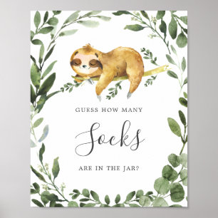 Poster Chá de fraldas Sloth Sonolento Adivinha Quantas Me