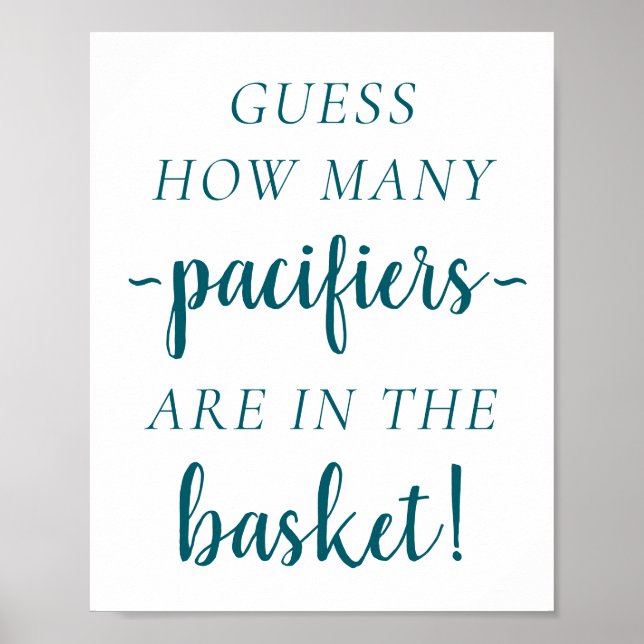 Poster Chá de fraldas Teal | Ave adivinha quantos sinais  (Frente)