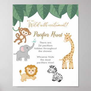 Poster Chá de fraldas Tema Safari Encontre o Jogo Pacific