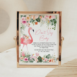 Poster Chá de fraldas Tropical Flamingo Não Diga Bebê