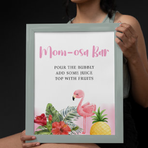 Poster Chá de fraldas Tropical Flamingo Rosa-Rosa Mãe-Oos