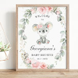 Poster Chá de fraldas verde-verde-verde-rosa-branca-Sage-<br><div class="desc">Personalize este encantador sinal de boas-vindas do coala com facilidade e rapidez. Basta clicar no botão personalizar para editar o texto,  alterar estilos de fonte e cores de fonte. Apresentando um adorável coala e uma bonito corada floral e verde sensual. Itens correspondentes disponíveis no repositório. c) Paperie fina.</div>