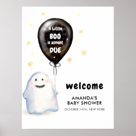 Poster Chá de fraldas Whimsical Little Boo Balloon Bem-vi