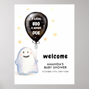 Poster Chá de fraldas Whimsical Little Boo Balloon Bem-vi