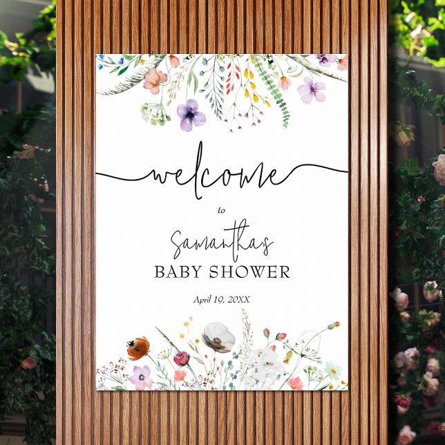 Poster Chá de fraldas Wildflower Welcome (Wildflower Baby Shower Welcome Poster - order INSTANT DOWNLOAD or PRINTED)