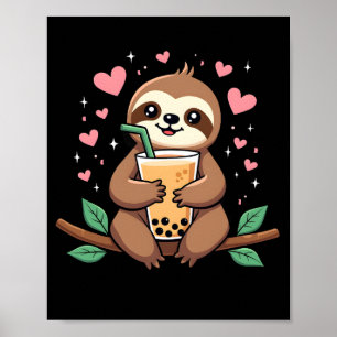 Poster Chá de Leite com Bolhas de Boba de Preguiça Fofa K