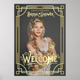 Poster Chá de Noiva Art Déco Adicione sua Foto Boas-vinda