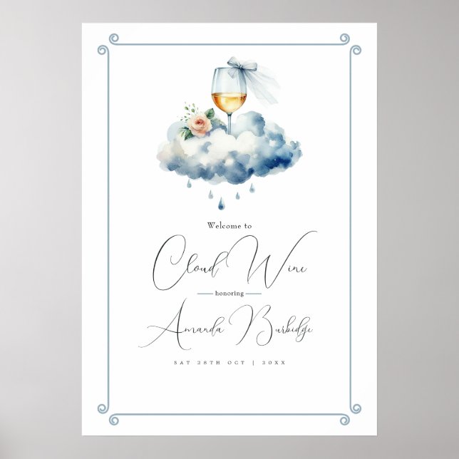Poster Chá de Noiva Cloud Wine Bem-vindo (Frente)
