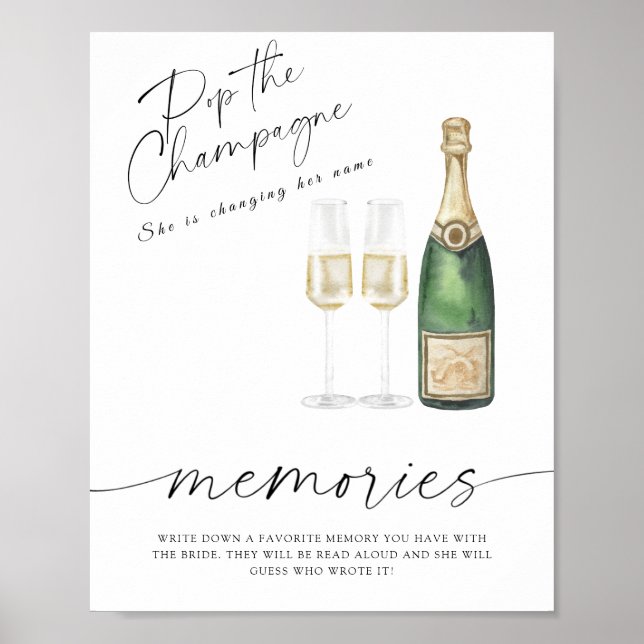 Poster Chá de noiva com champanhe - memórias com a noiva  (Frente)