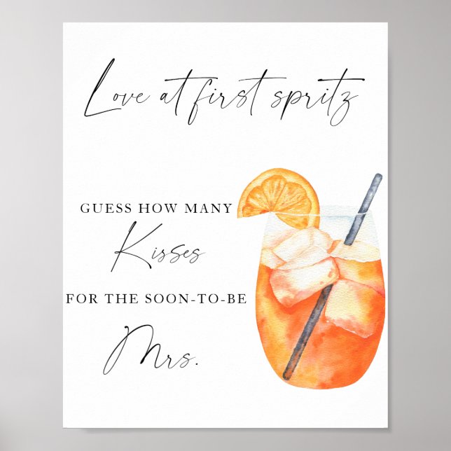 Poster Chá de noiva com Spritz - jogo de quantos beijos (Frente)