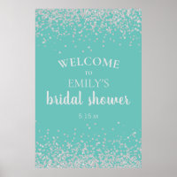 Chá de Noiva Confetes Prateados e Azul Turquesa El